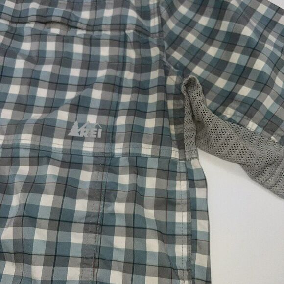 REI Button Up Shirt Mens Large Blue Check Short Sleeve - Picture 2 of 4